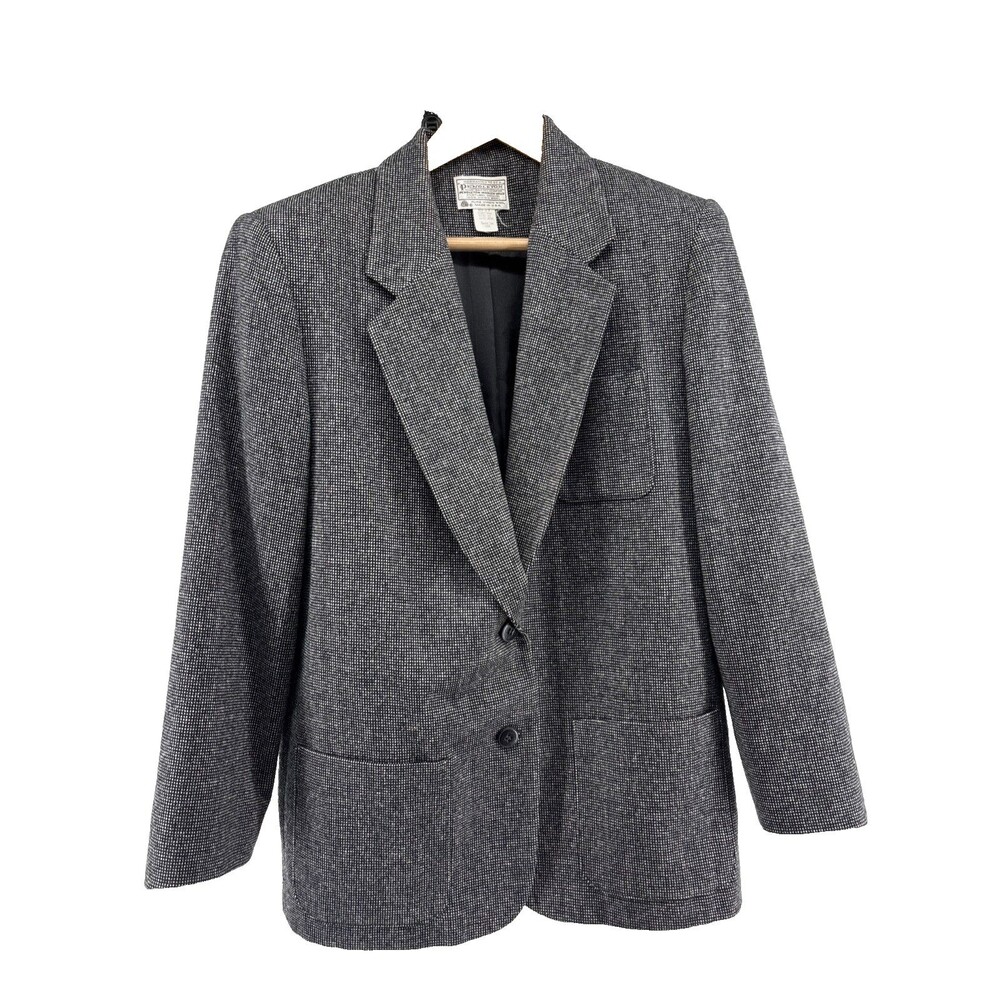 Vintage 90s womens Pendleton Black/white Houndstooth Wool Blazer Size 12 - Picture 1 of 8